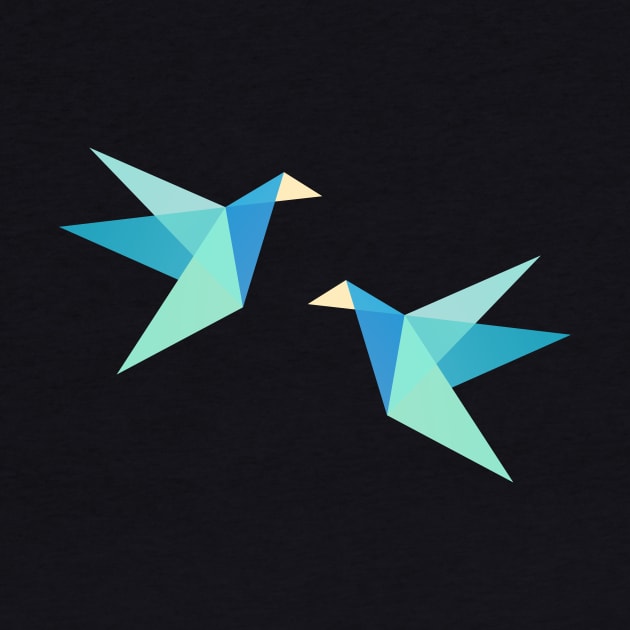 Blue and Orange Paper Cranes by XOOXOO